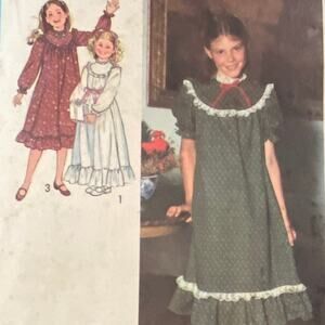 Vtg Simplicity 8807 Dress Pattern 8.5-14.5 Girl 1978 Variation Ruffle Long Lace